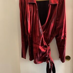Lane Bryant Red Satin Blouse